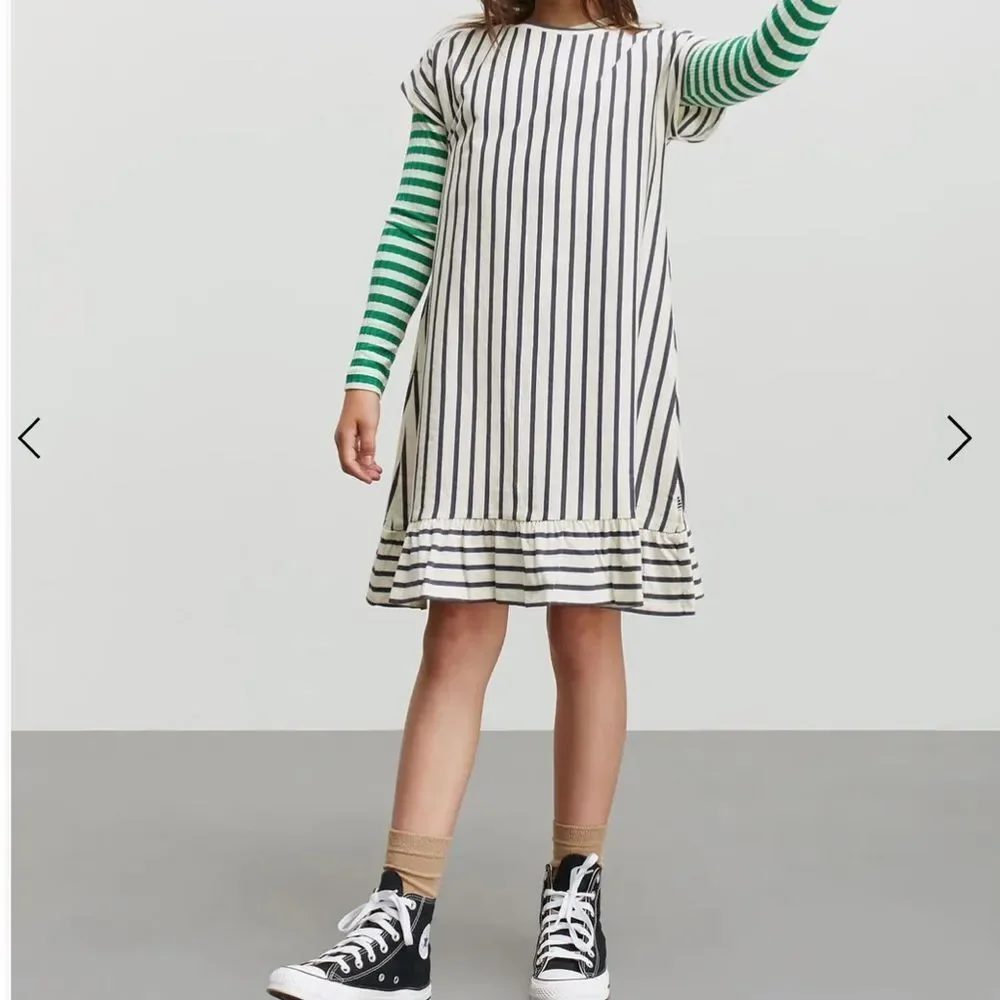 NWT Mads Norgaard Soft Single Dreamina Striped Dress Girls Size 8Y